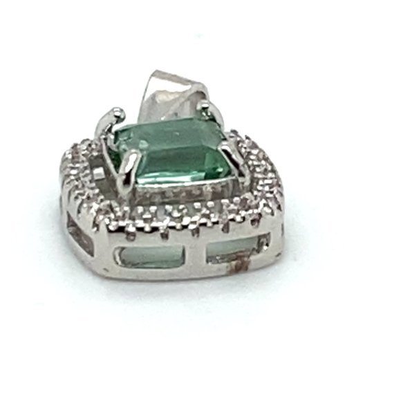 Green Tourmaline 1.36ct White Gold Finish Solid 925 Sterling Silver Pendant - Picture 5 of 7